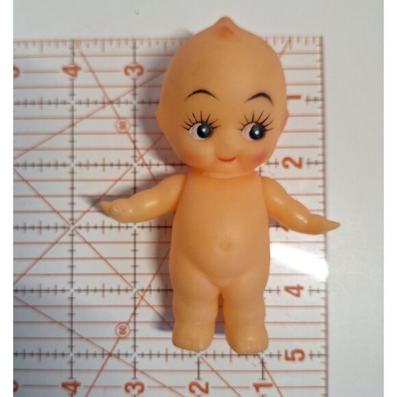 Vintage Kewpie Doll 4.5" Tall With Red & White Handmade Crocheted Dress - Picture 9 of 9